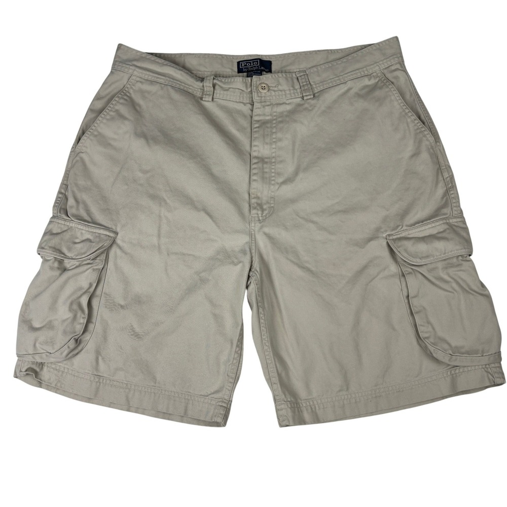 Polo Ralph Lauren Mens Khaki Tan Cargo Shorts Polo‎ Chino 1967 Size 38 Cotton